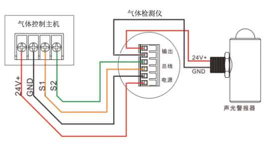 可燃?xì)怏w探測(cè)器四線制接線圖